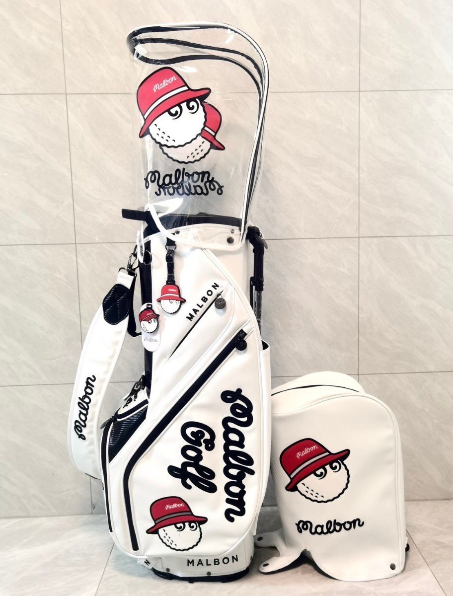 再入荷★マルボンゴルフ　malbon golf キャディバッグ　スタンドキャディバッグ※写真転載禁止※ホワイト