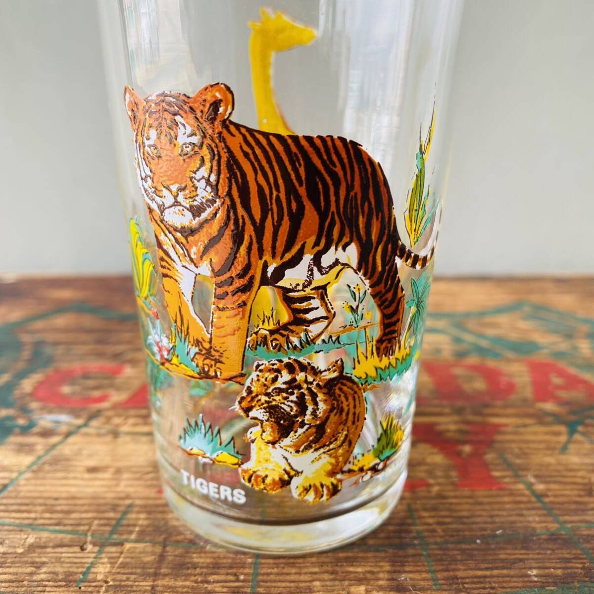 【USA vintage】animal glass コップ トラ キリン_画像8