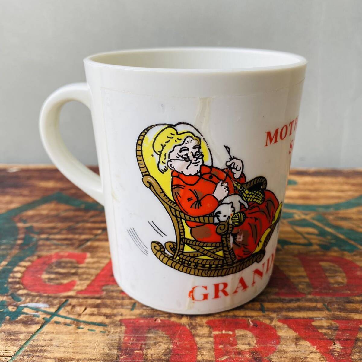 【vintage】plastics mug GRANDMA マグカップ おばあちゃん_画像1