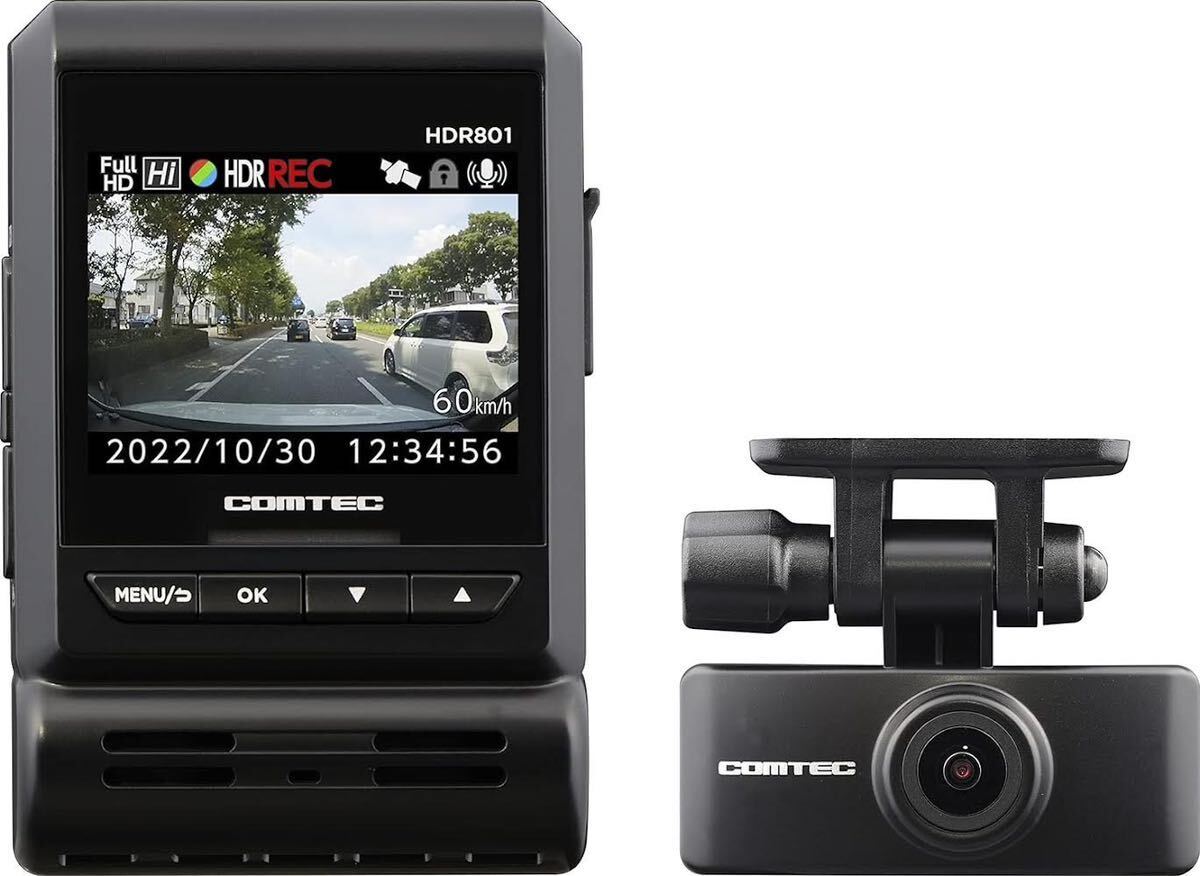 新品同様 コムテック ドライブレコーダー 前後2カメラ HDR801 前後200万画素 Full HD GPS搭載 32GBmicroSDカード付属 駐車監視機能 COMTECの画像5