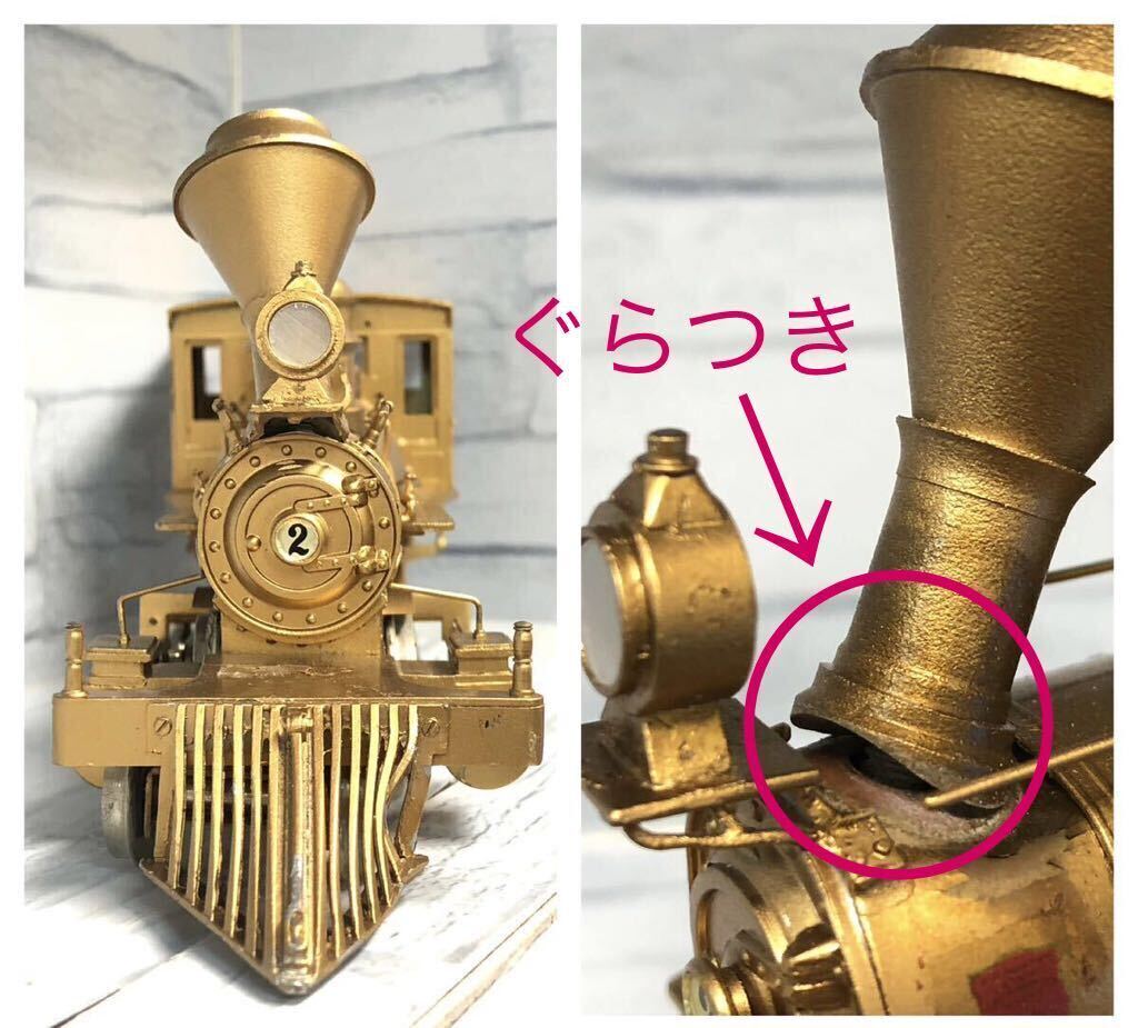 鉄道模型 蒸気機関車 テンダー機関車 弁慶号 長さ31cm ゲージ幅21㎝ 金色 金属製 動作未確認 現状品 ジャンク 中古 保管品_画像5