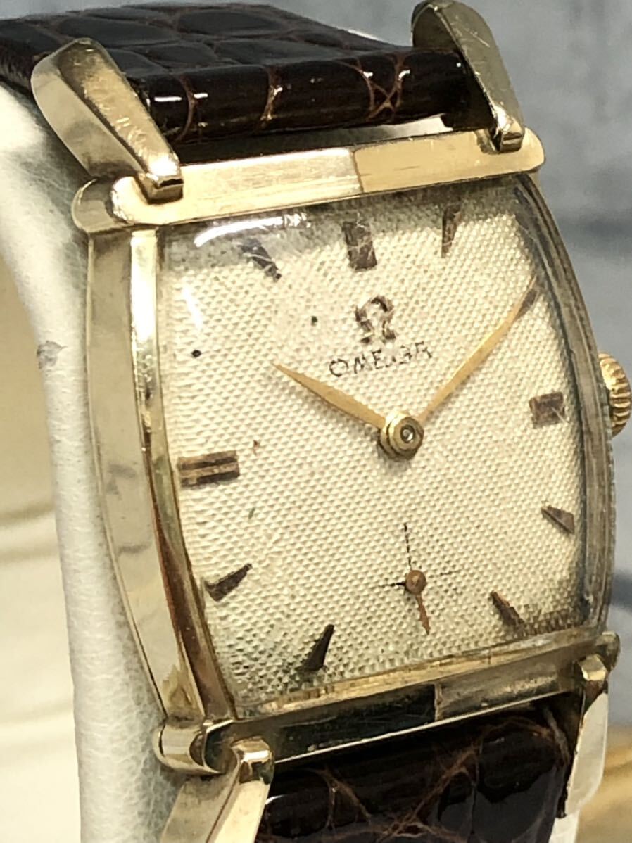 オメガ タンク 14K 鍍金 ゴールド Cal.302 OMEGA スモセコ ドレスウォッチ 手巻き 機械時計 稼動品 中古 現状品の画像2