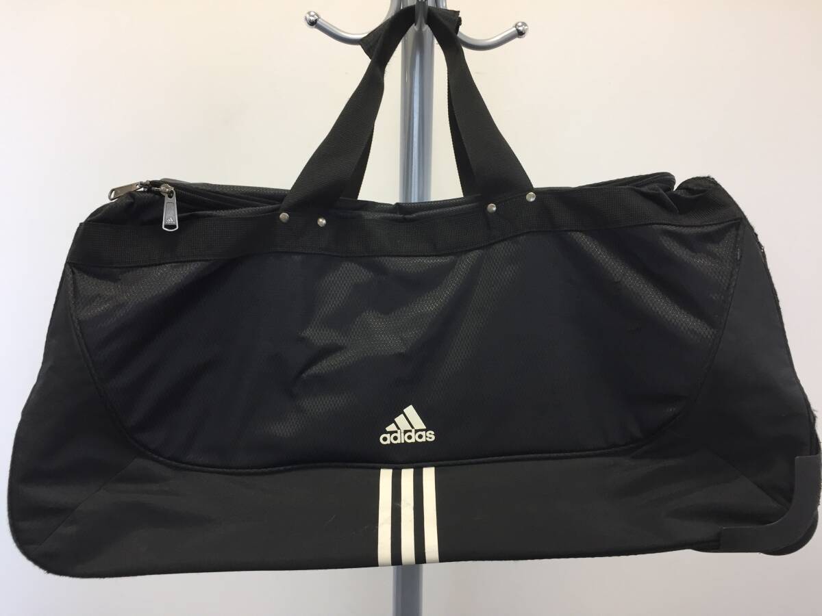 ♪adidas アディダス キャリーケース ショルダーバッグ ハンドバッグ 3WAY 鞄 ブラック 旅行 遠征 キャスター2個 中古 (NF240227) 451-108Wの画像4