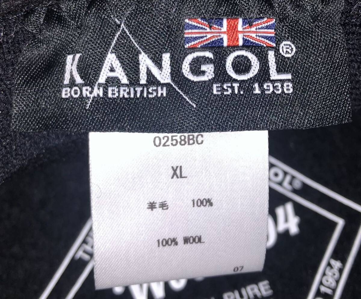 美品 KANGOL Wool 504 0258BC XL カンゴール ウール ハンチング ハンチングキャップ ハンチング帽 ベレー帽 ブラック 黒 ＸＬ 男女兼用_画像6