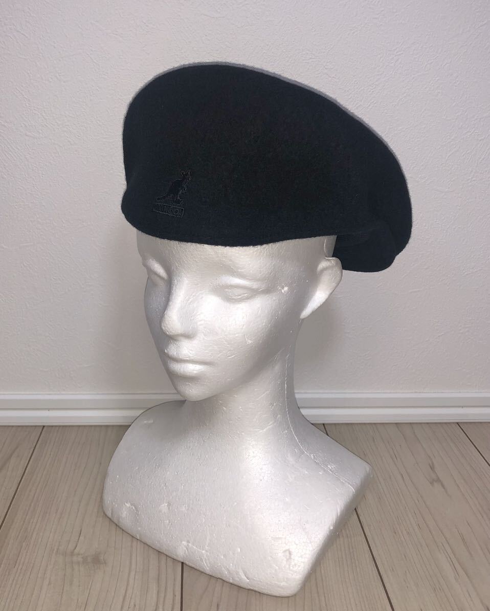 美品 KANGOL Wool 504 0258BC XL カンゴール ウール ハンチング ハンチングキャップ ハンチング帽 ベレー帽 ブラック 黒 ＸＬ 男女兼用_画像1