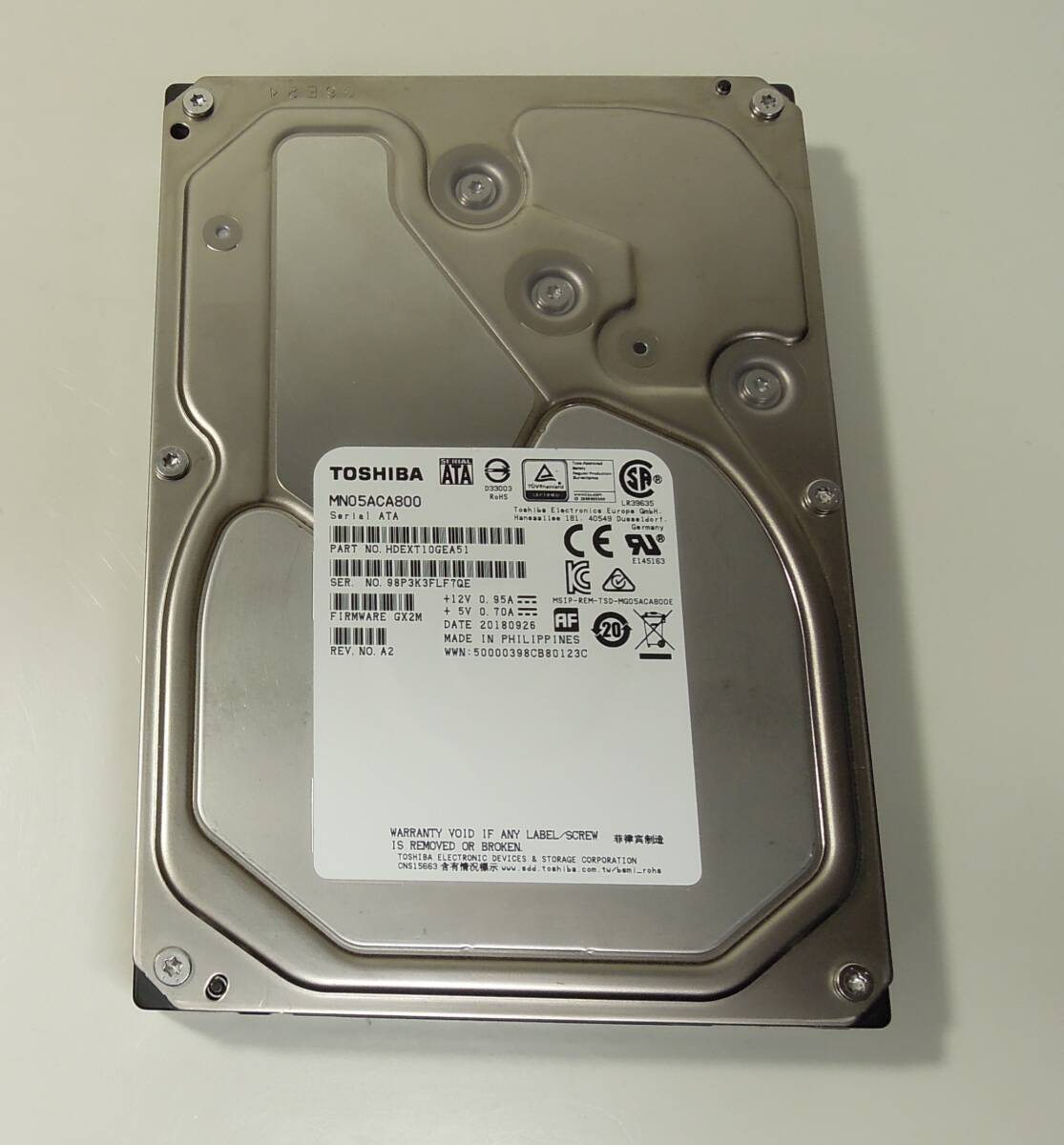 ◆送料無料◆8TB◆東芝◆TOSHIBA◆MN05ACA800◆RVセンサー搭載◆高耐久HDD◆NAS向け◆CMR◆エンタープライズクラス◆24時間365日稼働対応◆_画像1