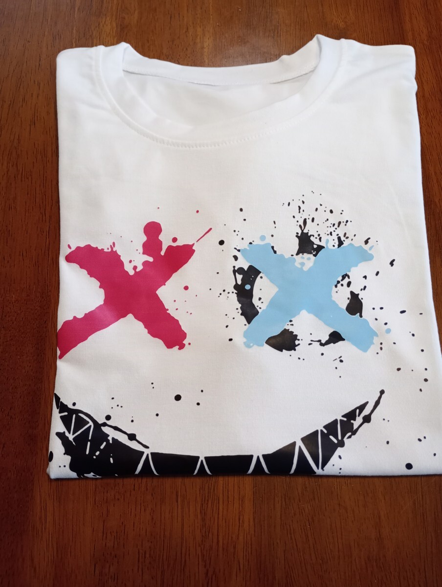【Tシャツ】新品・未使用　XLサイズ《スマイル》ホワイト　グラフィックT　柔らかい素材 半袖 白_画像3