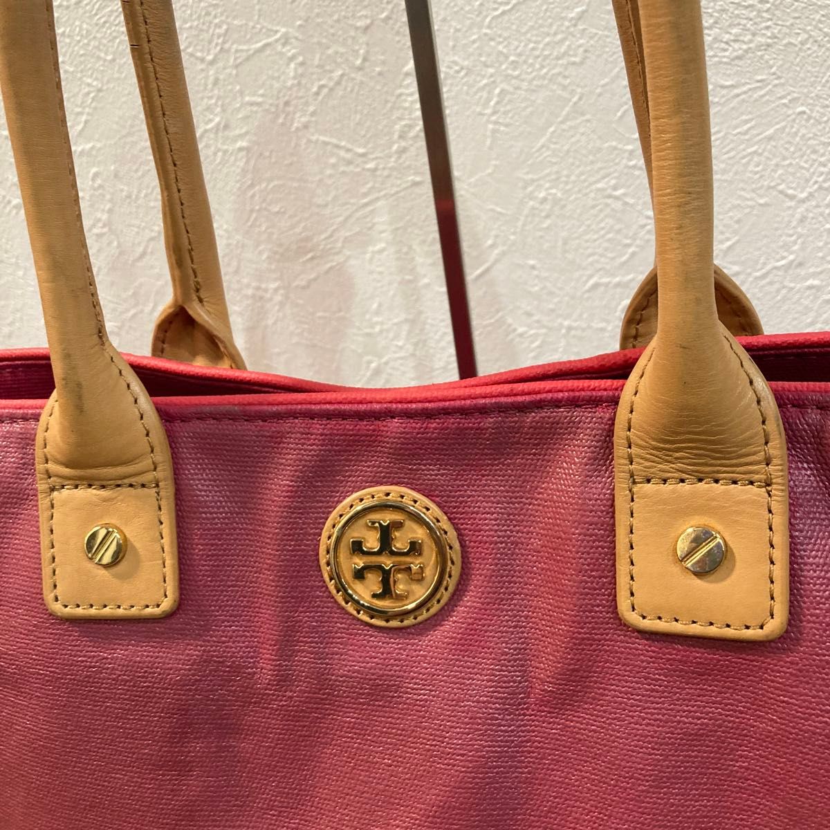 【良品】TORY BURCH トリーバーチ トートバッグ キャンパス×レザー