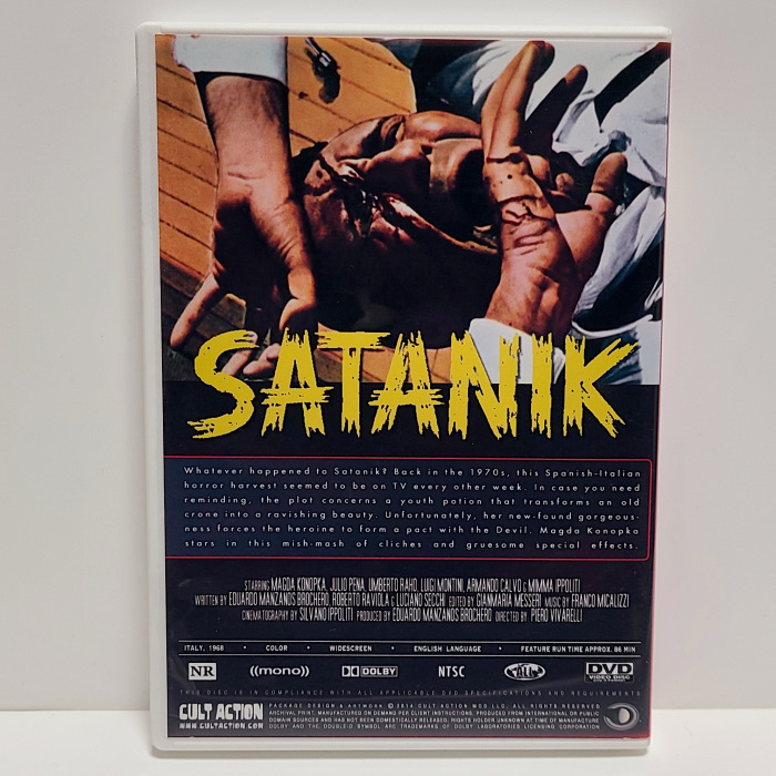 『Satanik』輸入盤・中古DVD ピエロ・ヴィヴァレッリ/マグダ・コノプカの艶めかしい覆面ボディに脳殺必至！レトロなC級カルト・アクション_画像2