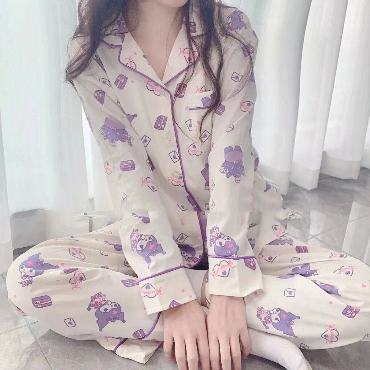春新作　パジャマ　長袖　可愛い　紫　クロミちゃん_画像4