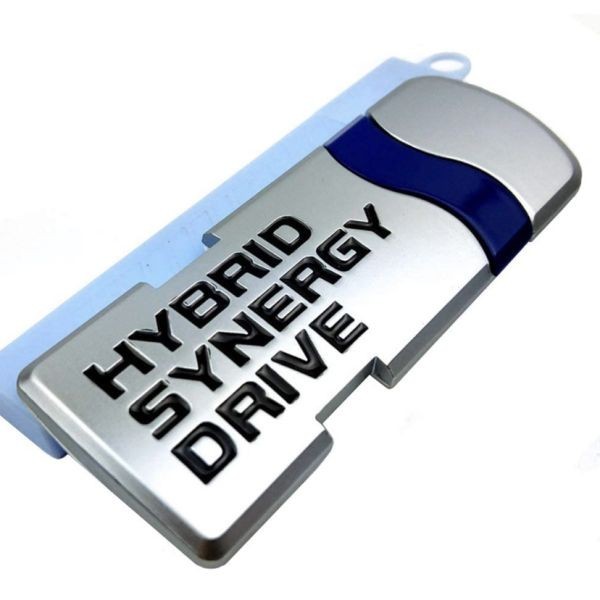 送料無料　シルバー　HYBRID 車のステッカープレートエンブレムクロームメタルハイブリッド_画像1