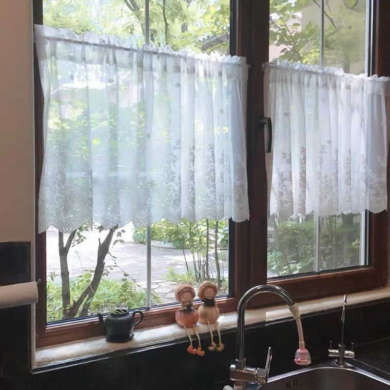  новый товар короткие занавески маленькое окно . окно кружевные занавески глаз .. кухня 100x61cm elegant Home украшение белый 