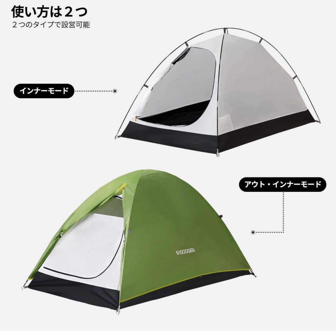 新品、未開封■キャンプ テント ファミリー2人の画像2