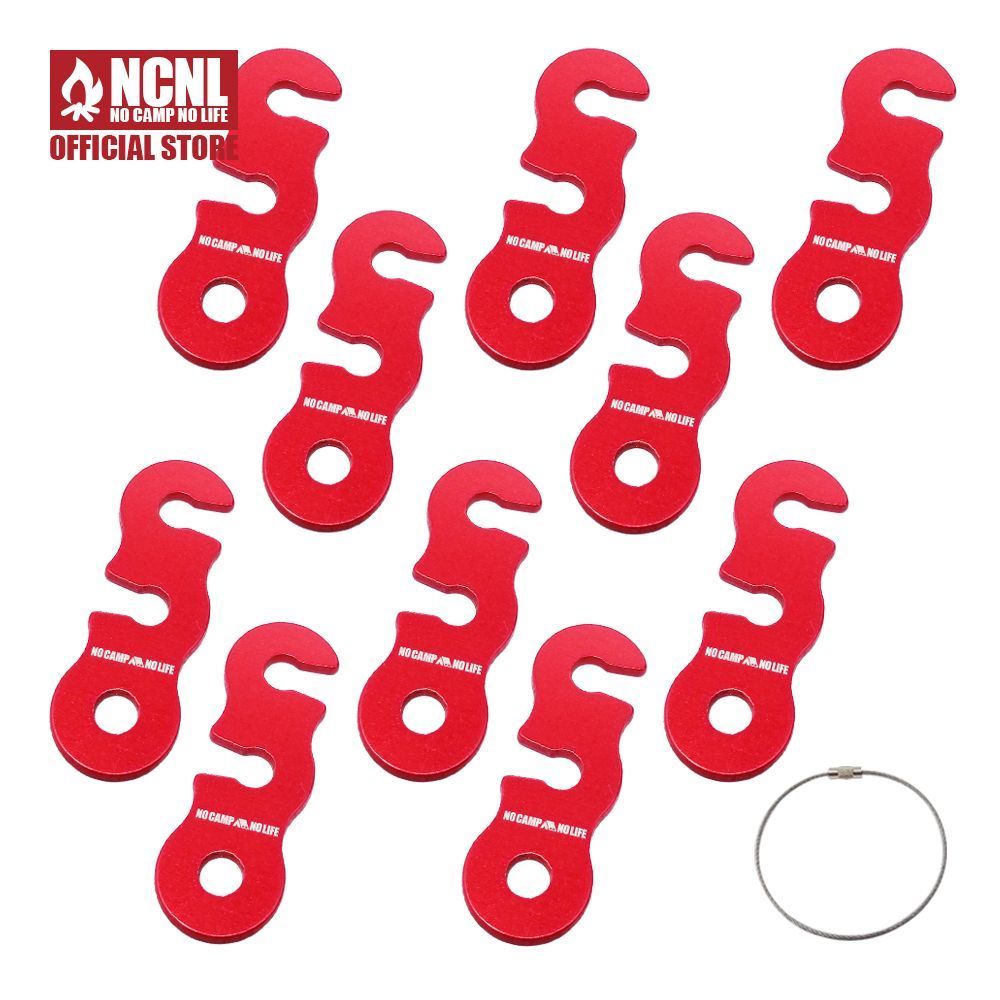 NCNL free metal fittings three hole type red 10 piece set aluminium rope length adjustment tent accessory camp supplies storage for wire attaching 