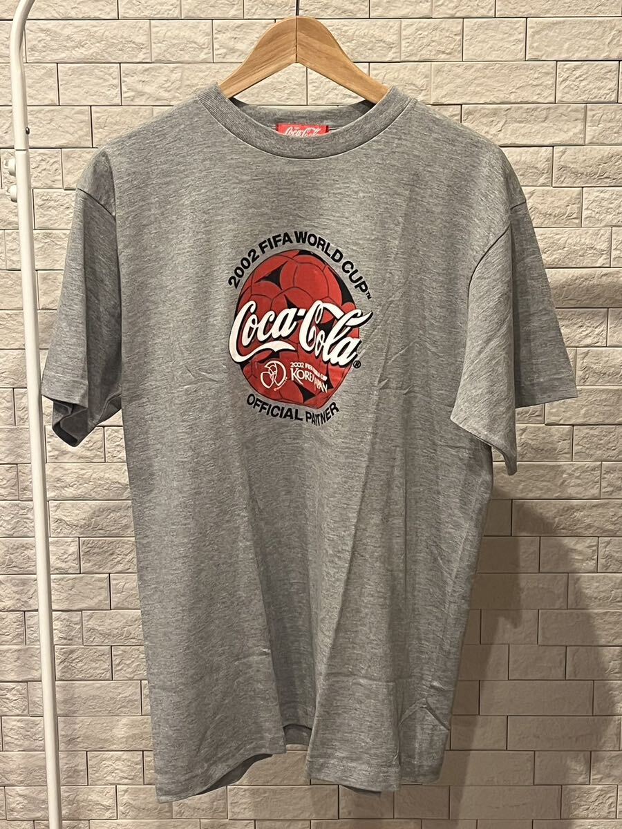 Coca-Cola 半袖 Tシャツ 2002 FIFA WORLD CUP KOREA JAPAN グレー コカコーラ フィファ ワールドカップ 日韓 W杯_画像1