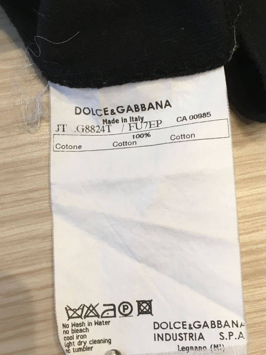 DOLCE&GABBANA 半袖 Tシャツ 44サイズ ブラック MADE IN ITALY Vネック 無地 ドルチェアンドガッバーナ イタリア製の画像6