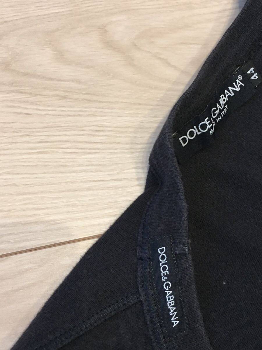 DOLCE&GABBANA 半袖 Tシャツ 44サイズ ブラック MADE IN ITALY Vネック 無地 ドルチェアンドガッバーナ イタリア製の画像4
