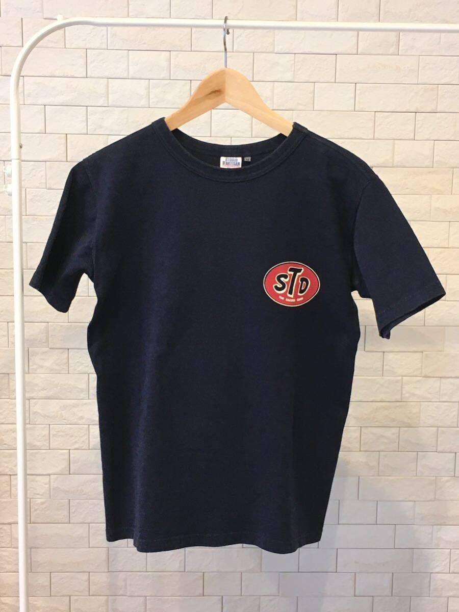 STUDIO D\'ARTISAN short sleeves T-shirt M size navy back print MADE IN JAPAN stereo . Dio daruchi The n binder - neck circle trunk made in Japan 