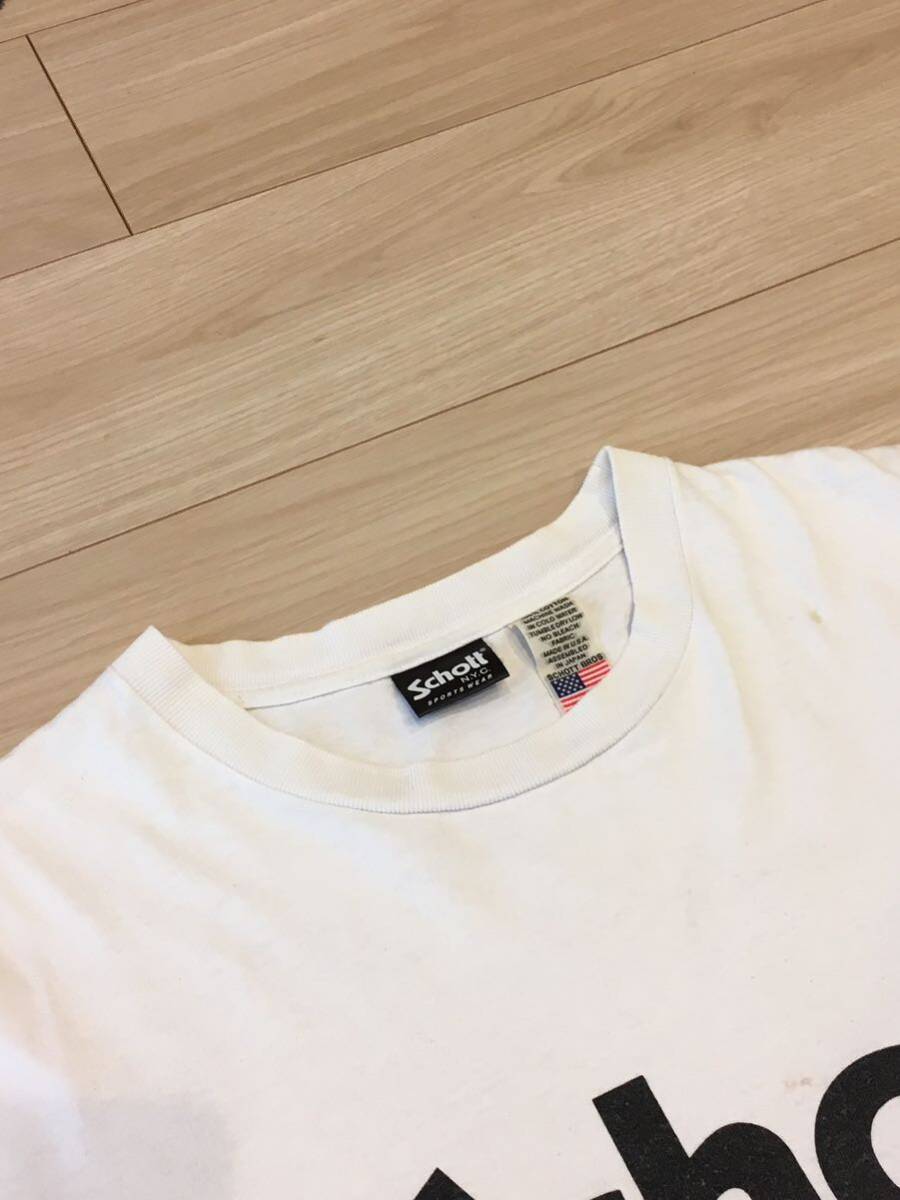 Schott N.Y.C. 半袖 Tシャツ Lサイズ ホワイト MADE IN USA ショット ロゴ プリント アメリカ製の画像3