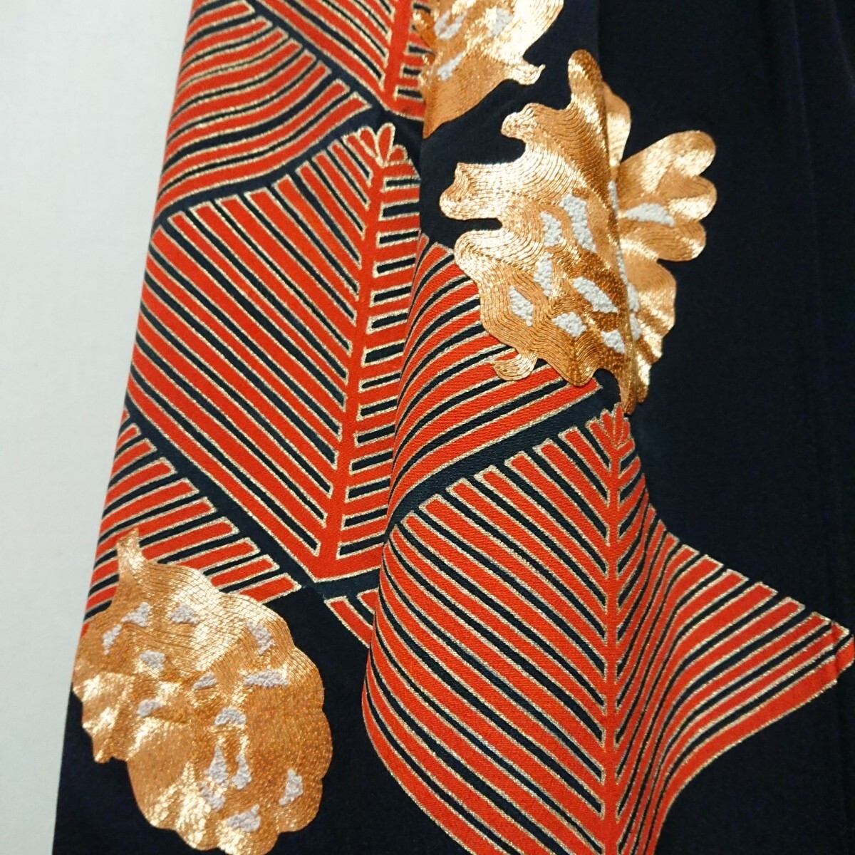  easy. person .! gorgeous * embroidery kurotomesode * rubber skirt * kimono remake hand made *.**