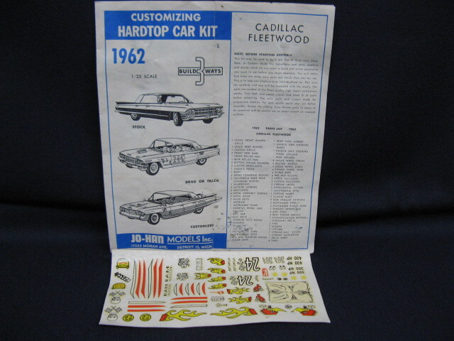 JO-HAN / 1962 CADILLAC FLEETWOOD CUSTOMIZING HARDTOP CAR KIT !! / オリジナルキット / キャデラック・フリートウッド / レア入手困難の画像8