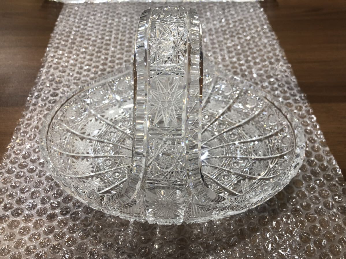 bohemi Agras 500PK PK500 античный интерьер украшение crystal стекло рука cut BOHEMIA plate корзина Чехия длинная тарелка 