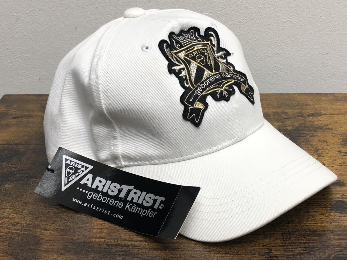 # unused goods ARISTRIST Aristo list cap hat white Professional Wrestling apparel A.T emblem 