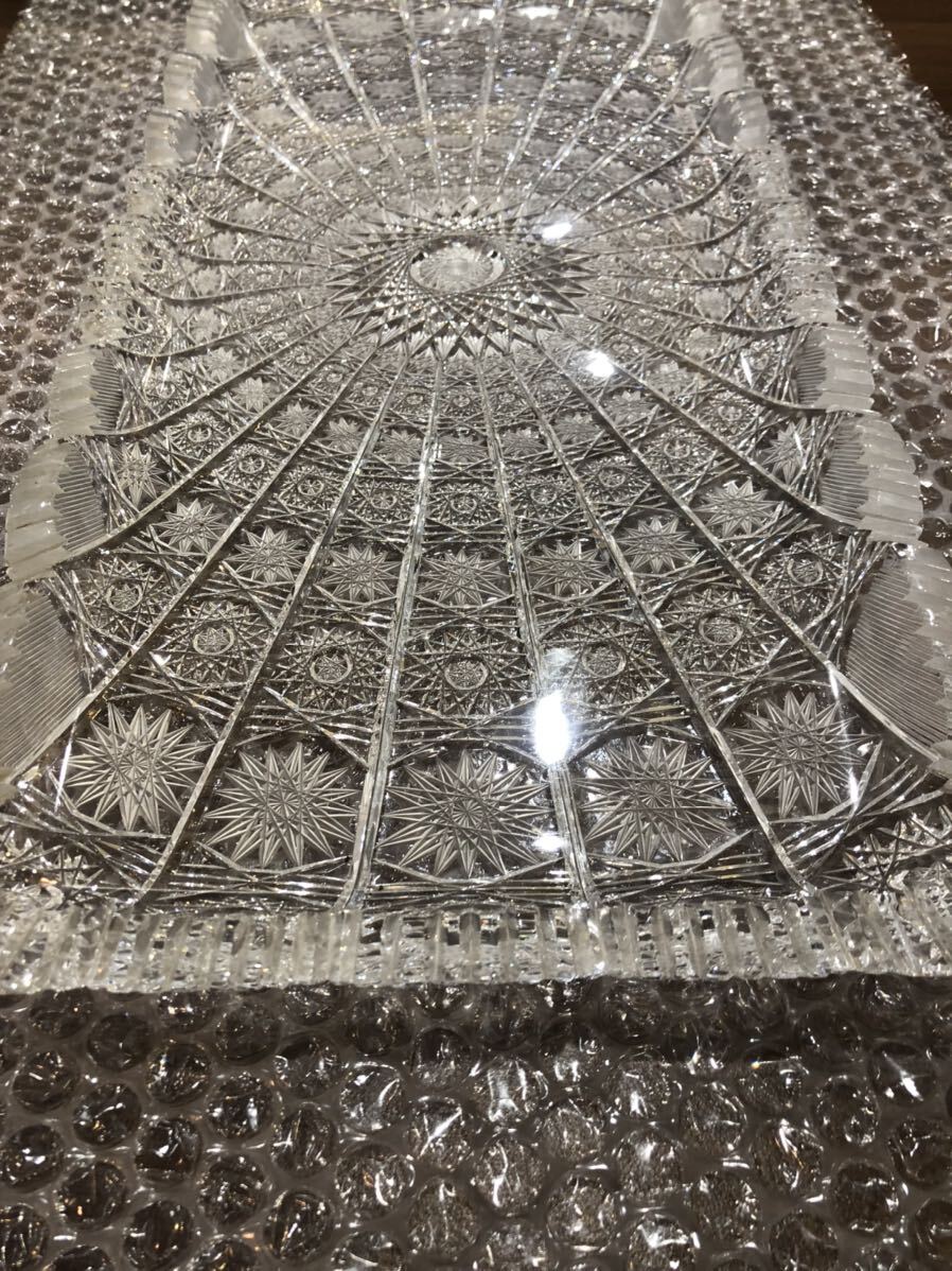bohemi Agras 500PK PK500 античный интерьер украшение crystal стекло рука cut BOHEMIA plate корзина Чехия длинная тарелка 