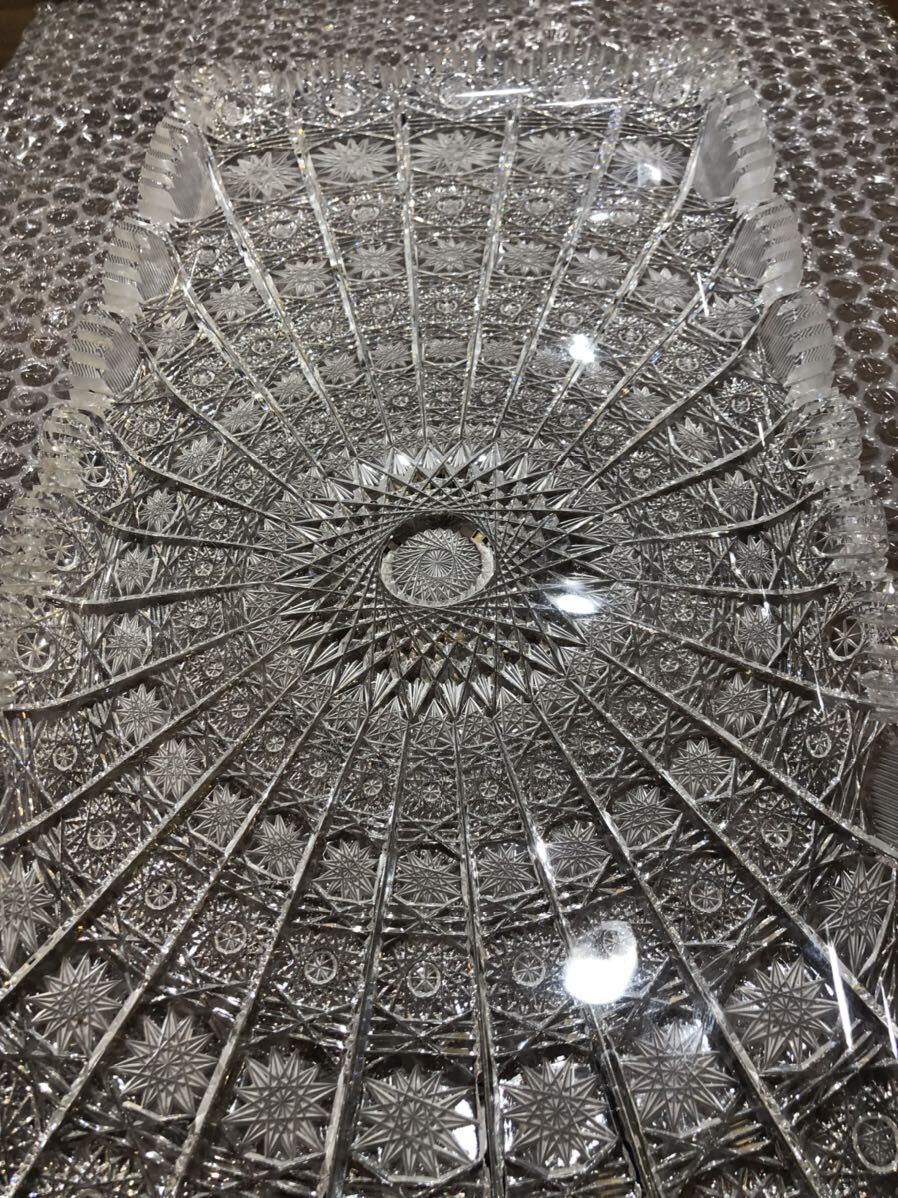 bohemi Agras 500PK PK500 античный интерьер украшение crystal стекло рука cut BOHEMIA plate корзина Чехия длинная тарелка 