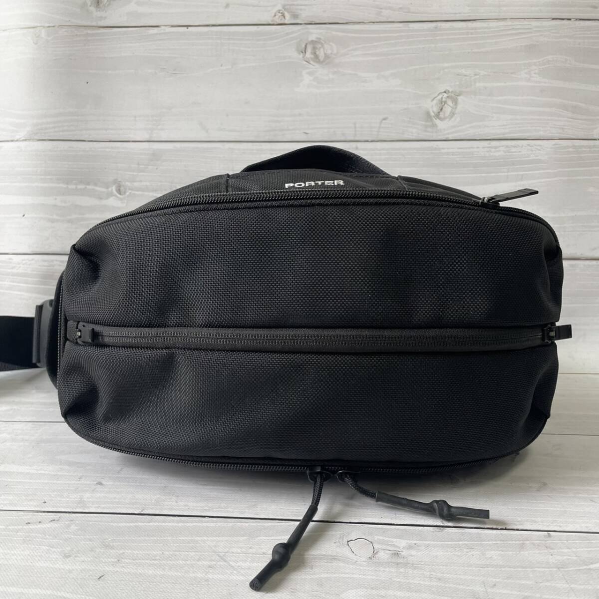 [ не использовался класс ] Porter PORTER Yoshida bag выше боковой sling сумка на плечо 2way черный чёрный нейлон наклонный .. вышивка Logo мужской сумка 
