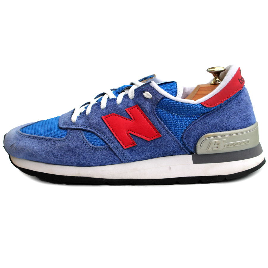 USA製★ニューバランス NEW BALANCE★ローカットスニーカー US10=28 M990SB レザー メッシュ ブルー レッド メンズ hh i-719_画像4