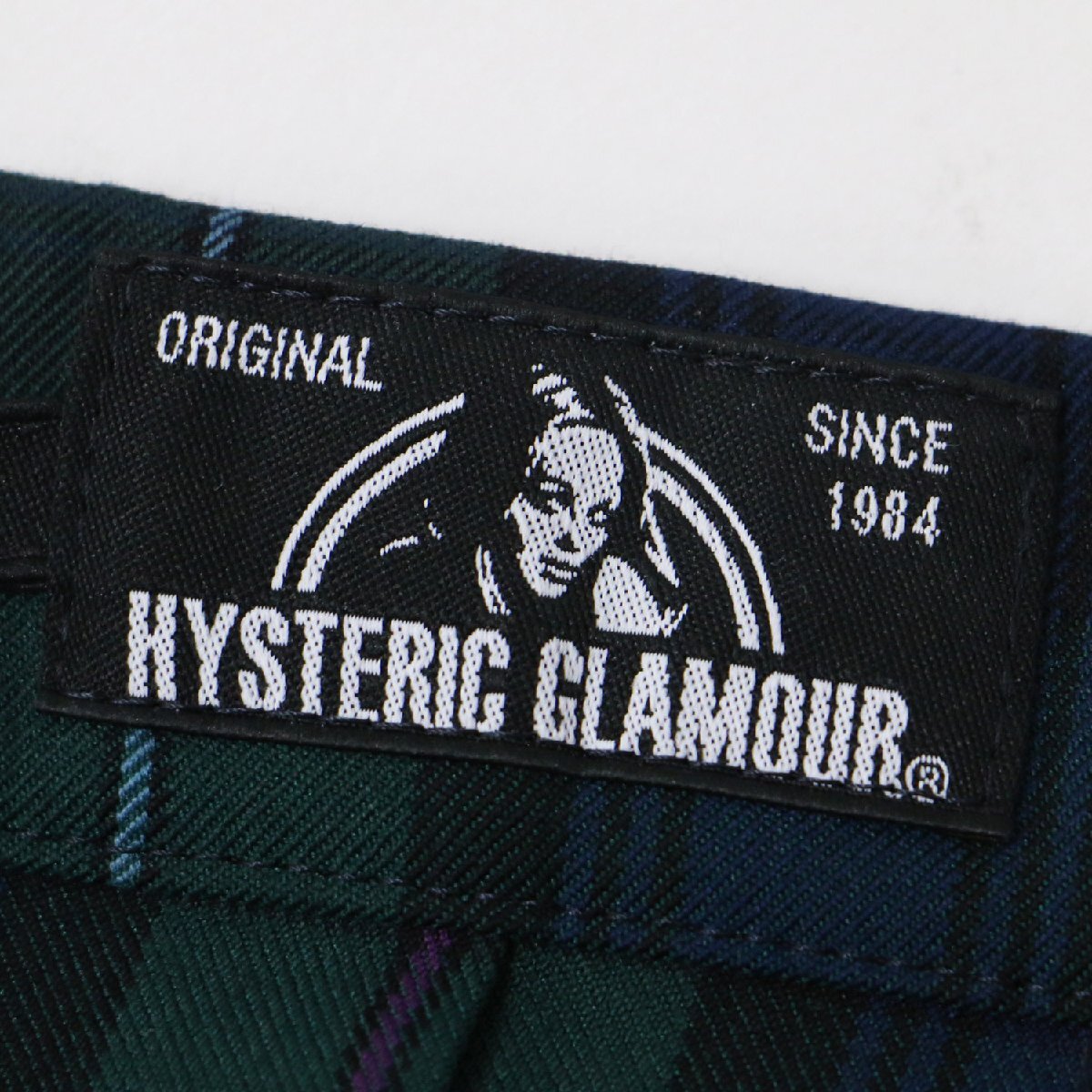  новый товар HYSTERIC GLAMOUR Hysteric Glamour юбка плиссировать зеленый M midi длина боковой ремень заклепки проверка низ 