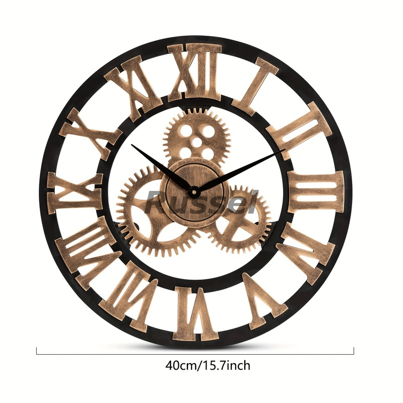 掛け時計 ギア 歯車 レトロ調 シック エレガント アナログ おしゃれ かわいい インテリア 北欧 アート ウォール クロック 壁掛け 時計 4-7_画像3