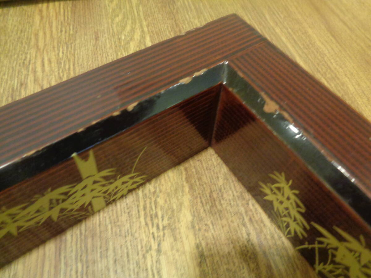 お茶道具　炉縁　竹の蒔絵が施されています。紙箱入り_画像7