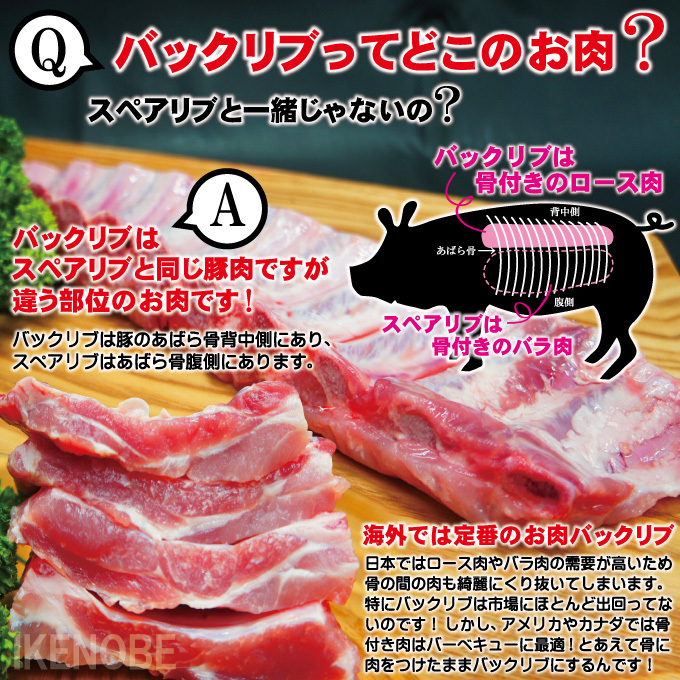 豚バックリブベービーバックリブ600ｇ以上保証1本売り 冷凍品 BBQ ステーキ スペアリブ 国産豚肉に負けない味わい 骨付き肉_画像2