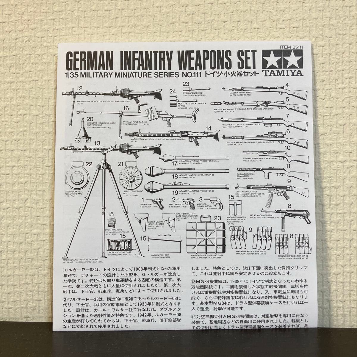 【開封のみ】ドイツ 小火器セット （1/35スケール ミリタリーミニチュア No.111 35111）