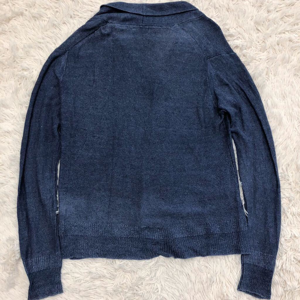  super rare XL! Abahouse [. ultimate. Kiyoshi . feeling ]ABAHOUSE summer knitted cardigan blue group shawl color linen100% flax thin spring summer * 4(LL)