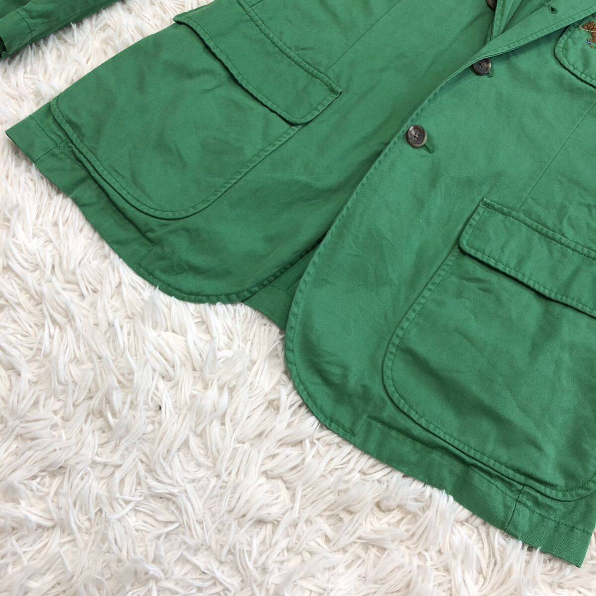 希少L!ラルフローレン【幻の逸品】polo Ralph Lauren テーラードジャケット アンコン グリーン ワッペン 刺繍 段返り3B 背抜き 本切羽 38R_画像6