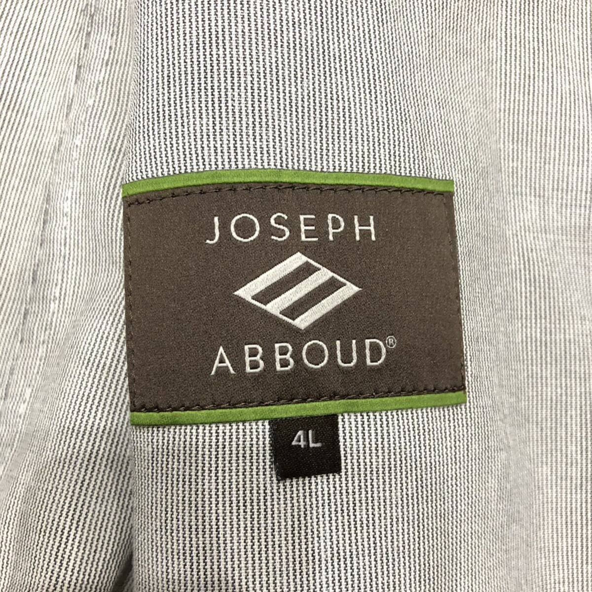 超希少5L!ジョセフアブード【至極の清涼感】JOSEPH ABBOUD テーラードジャケット アンコン グレー系 2B 背抜き 麻 軽量 大きいサイズ 4Lの画像9