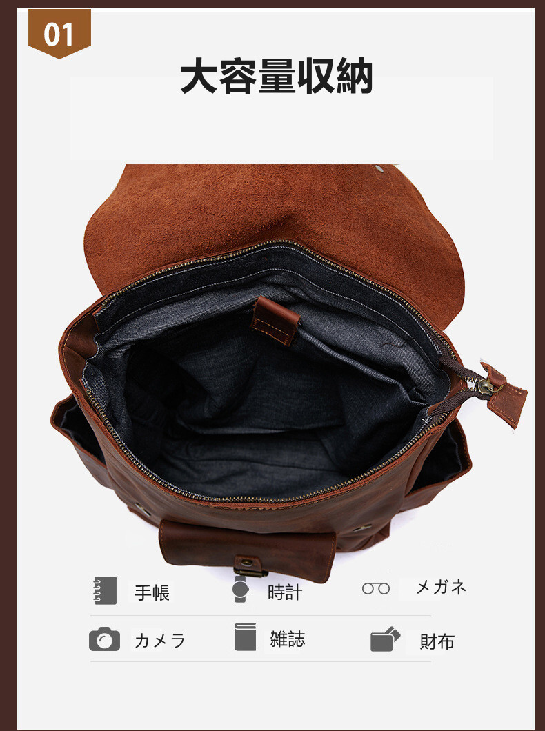  new arrival thick cow leather rucksack men's high capacity A4 correspondence business rucksack commuting going to school backpack original leather 