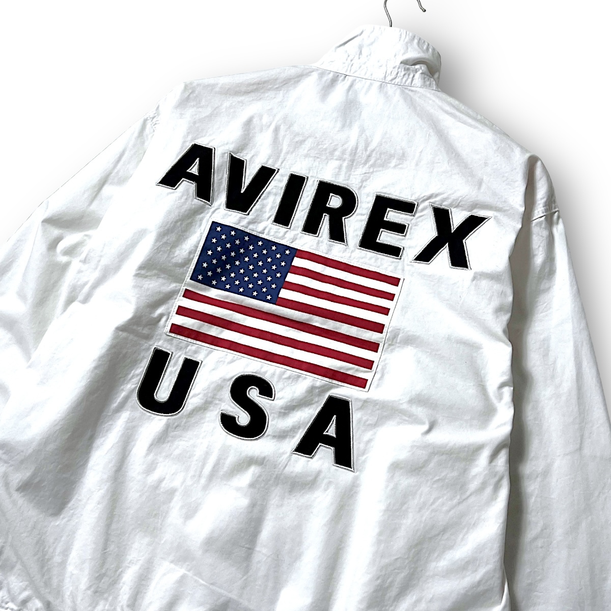 新品 AVIREX アヴィレックス 定価1.6万 USフラッグ 刺繍ワッペン スタンドカラー ジャケット ブルゾン 3155003 XL 春夏 薄手 ◆B3556_画像8