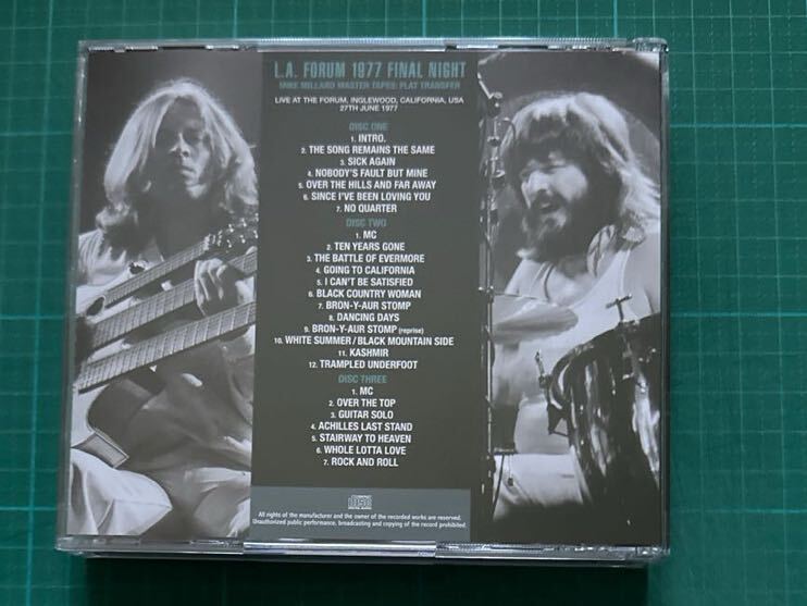 Led Zeppelin LA Forum 1977 Final Night Mike Millard Master Tapes Flat Transfer の画像2
