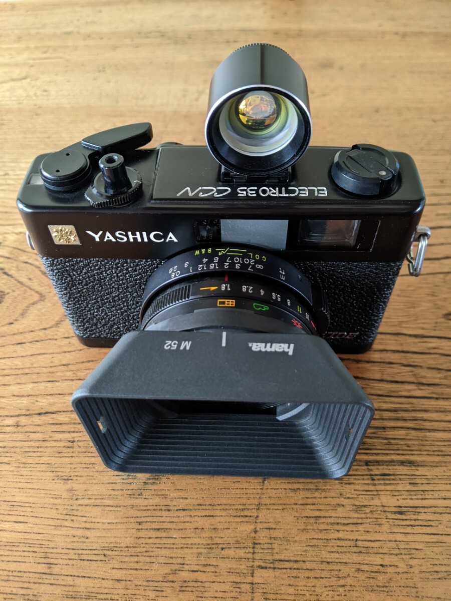 YASHICA ELECTRO35 CCN ヤシカエレクトロ35+hamaフード+外付ファインダー ジャンク品の画像2