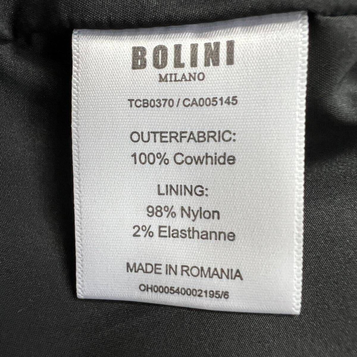 B2 〈希少サイズXL〉BOLINI MILANO【大人の品格】カウレザー ライダースジャケット シングル 牛革 キルティング ブラック 50 LL ボリーニの画像8
