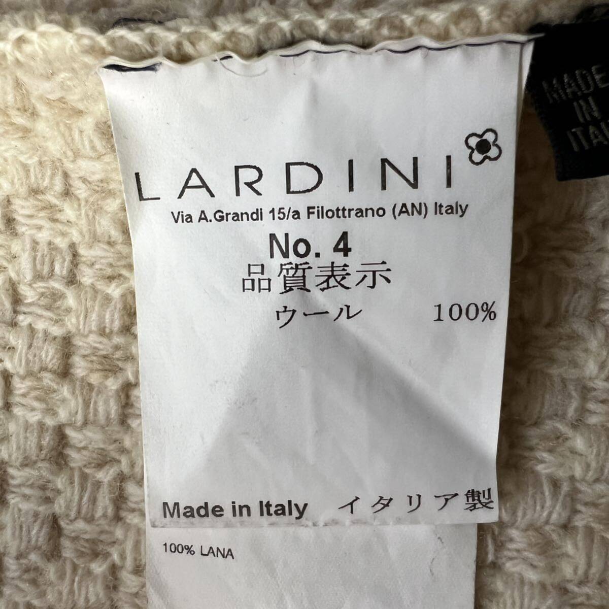 A14 ラルディーニ【洗練されたお洒落】銀ボタン ニット テーラード アンコンジャケット ウール ホワイト M LARDINI イタリア製