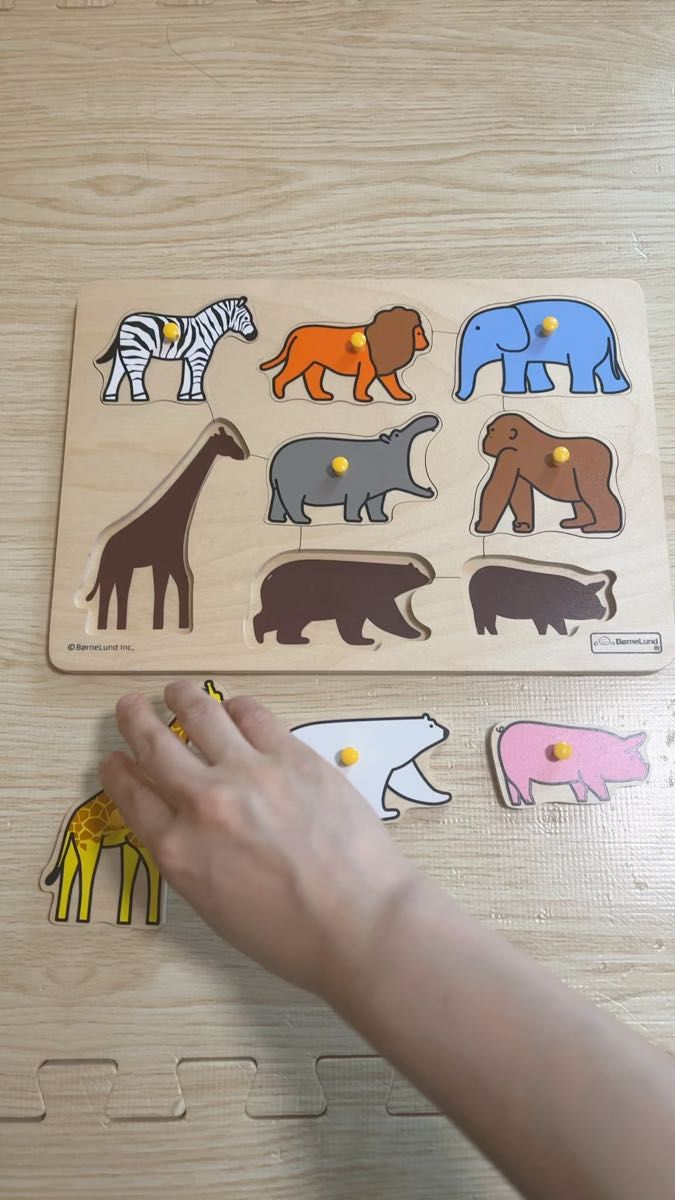 ボーネルンド 木製　ピックアップパズル　動物園　知育玩具 