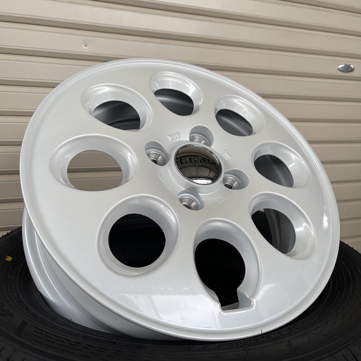 ララパーム　オーバル◆グッドイヤーEG02◆155/65R14◆NBOXタントムーヴワゴンRラパンアルトトコットスペーシア　パールホワイト_画像3