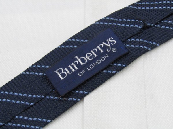 【バーバリー】 OC 311 バーバリー Burberrys ネクタイ 紺色系 ストライプ ワンポイント ブランドロゴ ジャガードの画像3