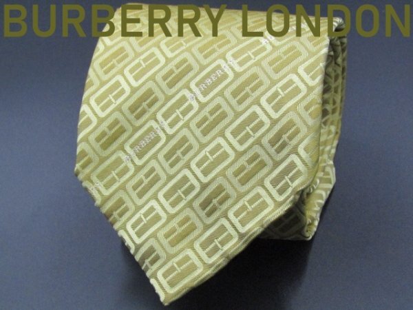 【バーバリー】 OC 347 バーバリー BURBERRY LONDON ネクタイ ゴールド系 ジオメトリック ワンポイント ブランドロゴ ジャガード_画像1