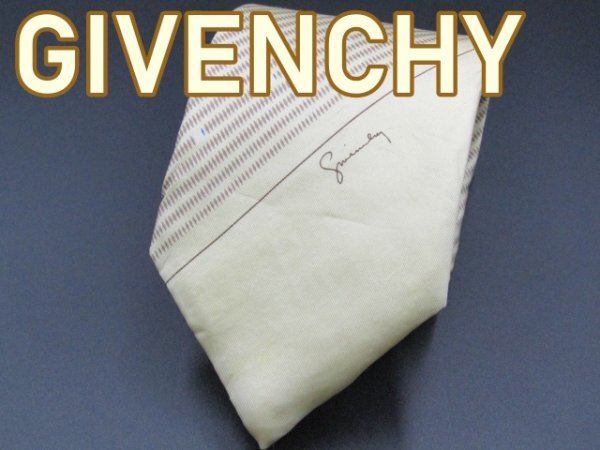 【ジバンシィ】 OC 532 ジバンシィ GIVENCHY ネクタイ 黄色系 マイクロパターン ストライプ ワンポイント ロゴ プリントの画像1